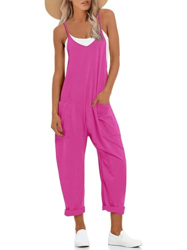 Muchpow Jumpsuits for Women Casual Vacation Outfits (Rose Red,Large) | Amazon (US)