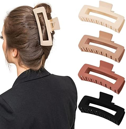 4 Pack 5 Inch Extra Large Claw Clips for Thick Hair, Matte Non-slip XL Big Claw Clips for Long Th... | Amazon (US)
