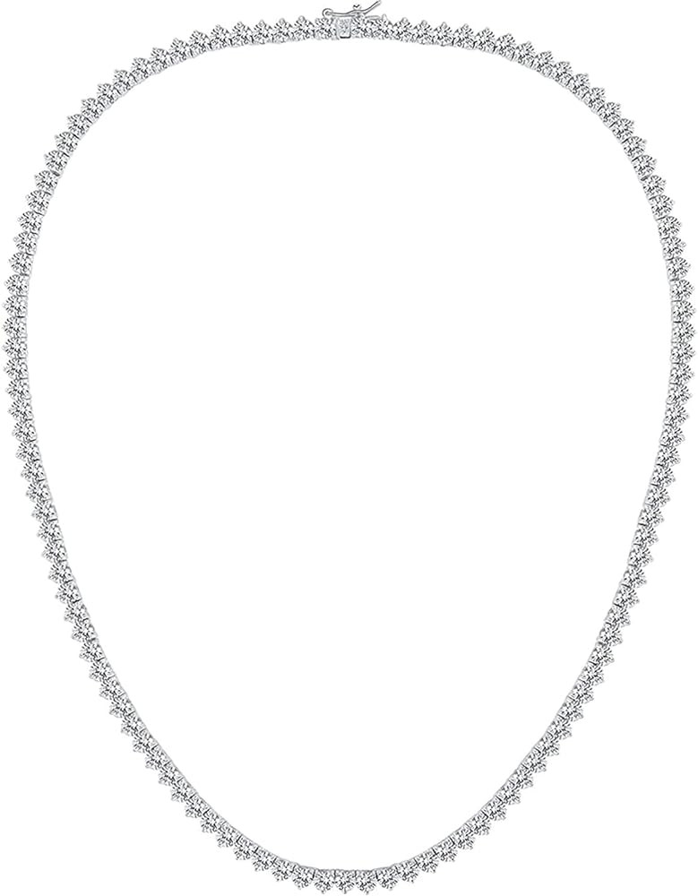 GMESME 18K White Gold Plated Cubic Zirconia Classic Tennis Necklace (14-24inch) | Amazon (US)