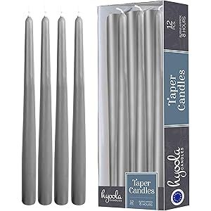 12 Pack Tall Taper Candles - 10 Inch Dark Grey Dripless, Unscented Dinner Candle - Paraffin Wax w... | Amazon (US)