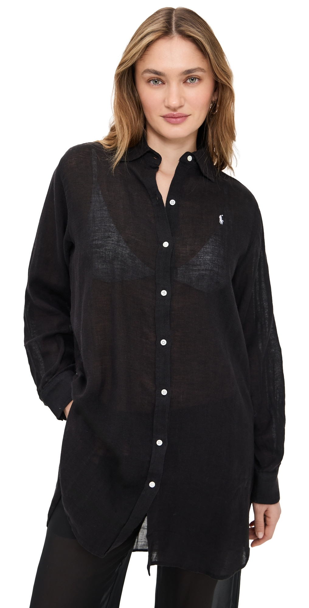 Polo Ralph Lauren Boyfriend Shirt Black M | Shopbop