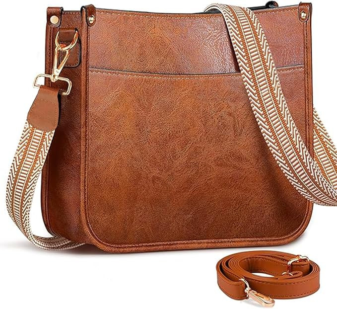 Leather Crossbody Bags for Women Vegan Leather Purses with 2 Pcs Replacement Adjustable Boho Stra... | Amazon (US)