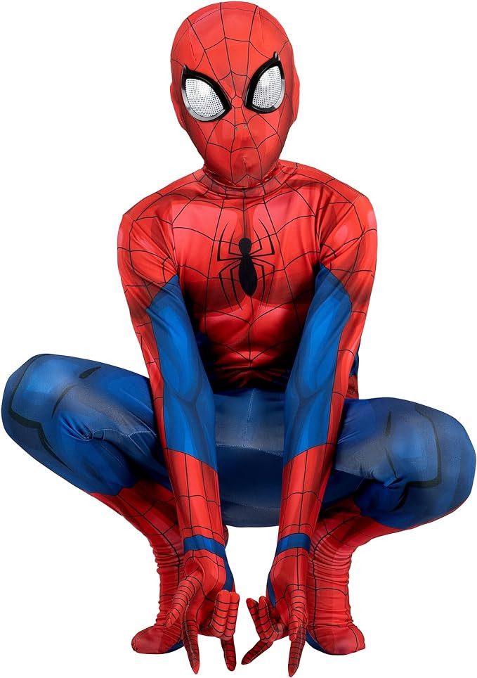 Marvel Spider-Man Official Youth Deluxe Zentai Costume - Deluxe Two-Way Stretch Spandex with Invi... | Amazon (US)
