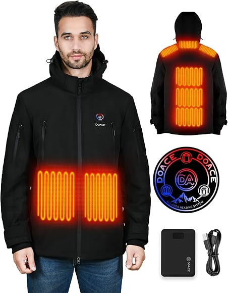 DOACE Heated Jacket Soft Shell for Men Women, Heated Jacket Warm Coat with 12V 14400mAh Battery P... | Amazon (US)