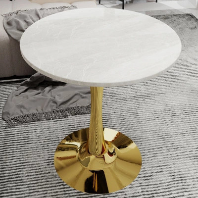 Airsurfer Diameter Marble and Gold Round Accent Table Elegant Marble Top Round Table Luxury Living Room Furniture for Modern Living Spaces | Target