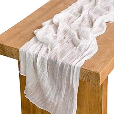 Ling's moment 10Ft x 35" Wide White Gauze Semi-Sheer Table Runner Cheesecloth Tablecloth for Wedd... | Amazon (US)