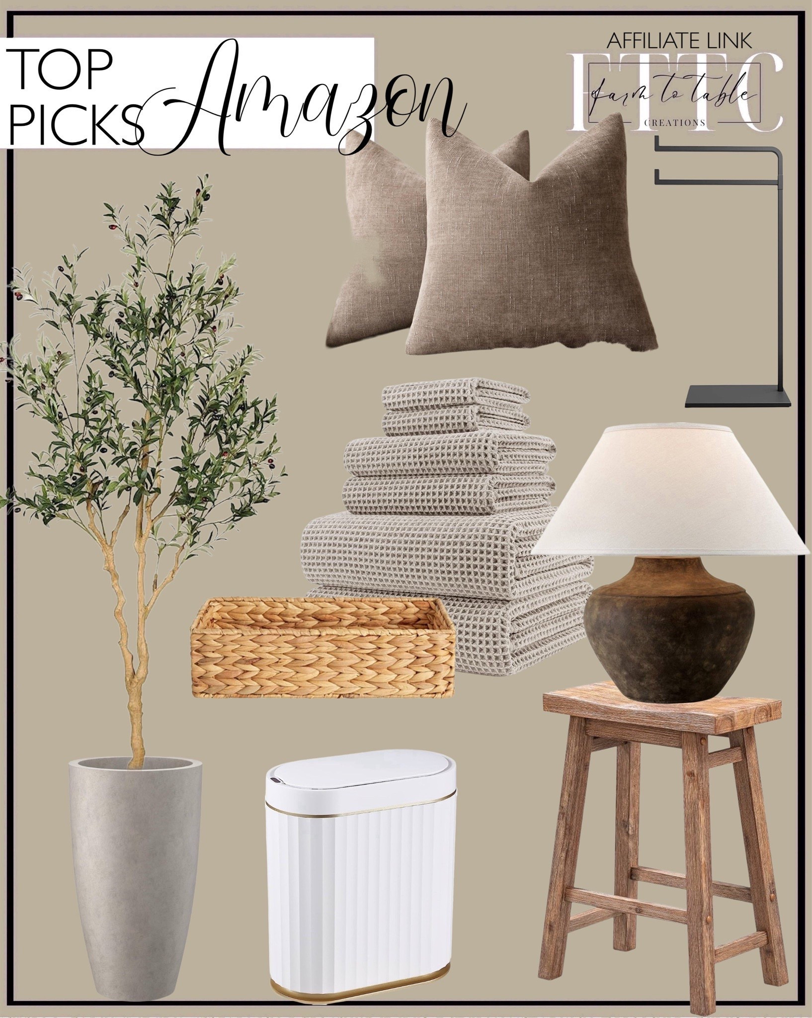 Amazon Top Picks. Follow @farmtotablecreations on Instagram for more inspiration.

Hand Towel Stand for Bathroom Counter - 17" Black Countertop Towel Stand - Holds 2 Towels. ELPHECO Automatic Motion Sensor Trash Can - 2 Gallon Slimline for Bathroom, Bedroom, Kitchen, Office - White with Gold Trim. Caramel Brown Throw Blanket for Couch, Soft Cozy Cable Knit Throw Blanket for Bed Sofa Living Room. POLYTE Oversize, 60 x 30 in., Quick Dry Lint Free Microfiber Bath Towel Set, 6 Piece (Beige, Waffle Weave). StorageWorks Wicker Tank Topper Basket, Water Hyacinth Storage for Bathroom. Mandy's 6pcs Light Brown Artificial Flowers Silk Babys Breath Gypsophila. Mud Pie Textured Bud Vase. Boraam Sonoma, Barnwood Wire-Brush, 24-Inch. Realead Faux Olive Tree 7ft - Realistic Tall Silk Olive Trees Artificial Indoor Decor - Large Potted Fake Olive Tree with Branches and Fruits - Artificial Olive Trees for Home Office Decor Indoor. Kante 23.6" H Weathered Concrete Finish Concrete Tall Planters. Troy Lighting Calabria. 

Amazon Home. Amazon Home Finds. Amazon Decor. Affordable Home Finds  



#LTKSaleAlert #LTKHome #LTKFindsUnder50