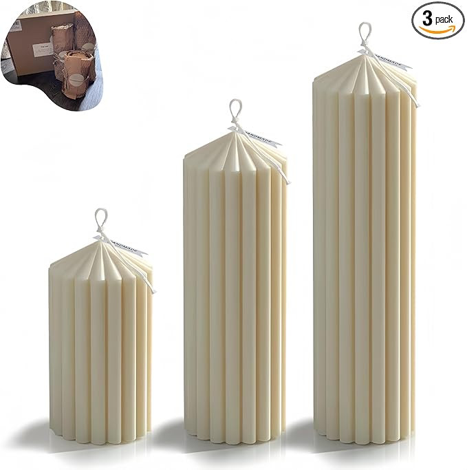 Ribbed Peak Pillar Candle- Large Handmade Scented Soy Wax Candle with Elegant Bubble Aesthetic，... | Amazon (US)