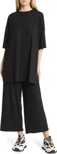 Dressed in Lala Lex Ribbed Oversize T-Shirt & High Waist Crop Pants Set | Nordstrom | Nordstrom