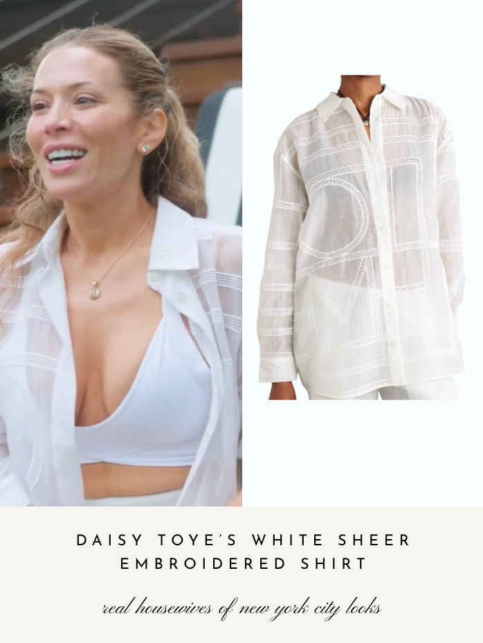 Daisy Toye's White Sheer Embroidered Shirt  

 