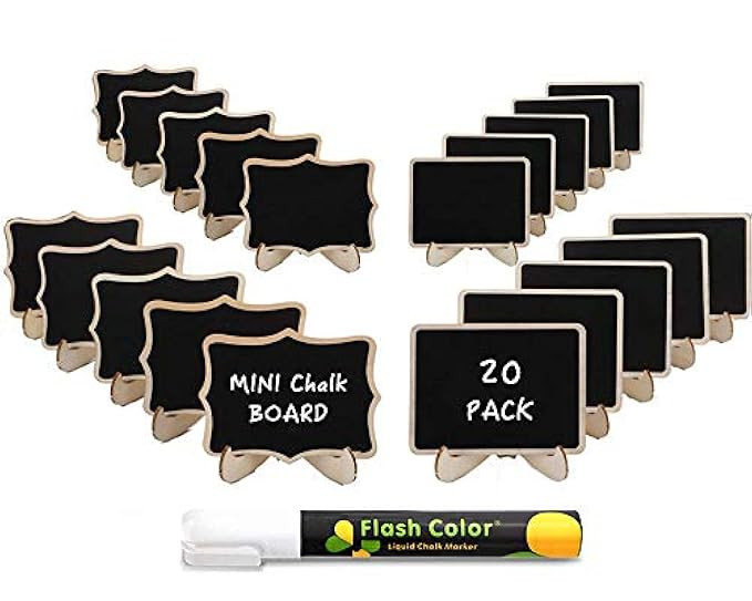 Mini Chalkboard Signs, Framed Small Chalkboard Signs with Support Easels, 20 Pack of Wooden Blackboa | Amazon (US)