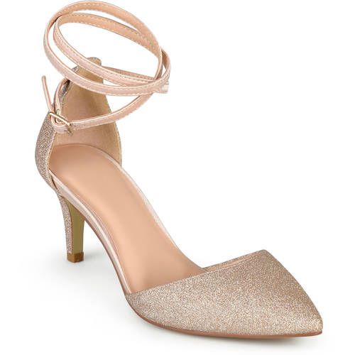 Brinley Co. Women's Glitter D'orsay Pointed Toe Wrap Strap Pumps | Walmart (US)