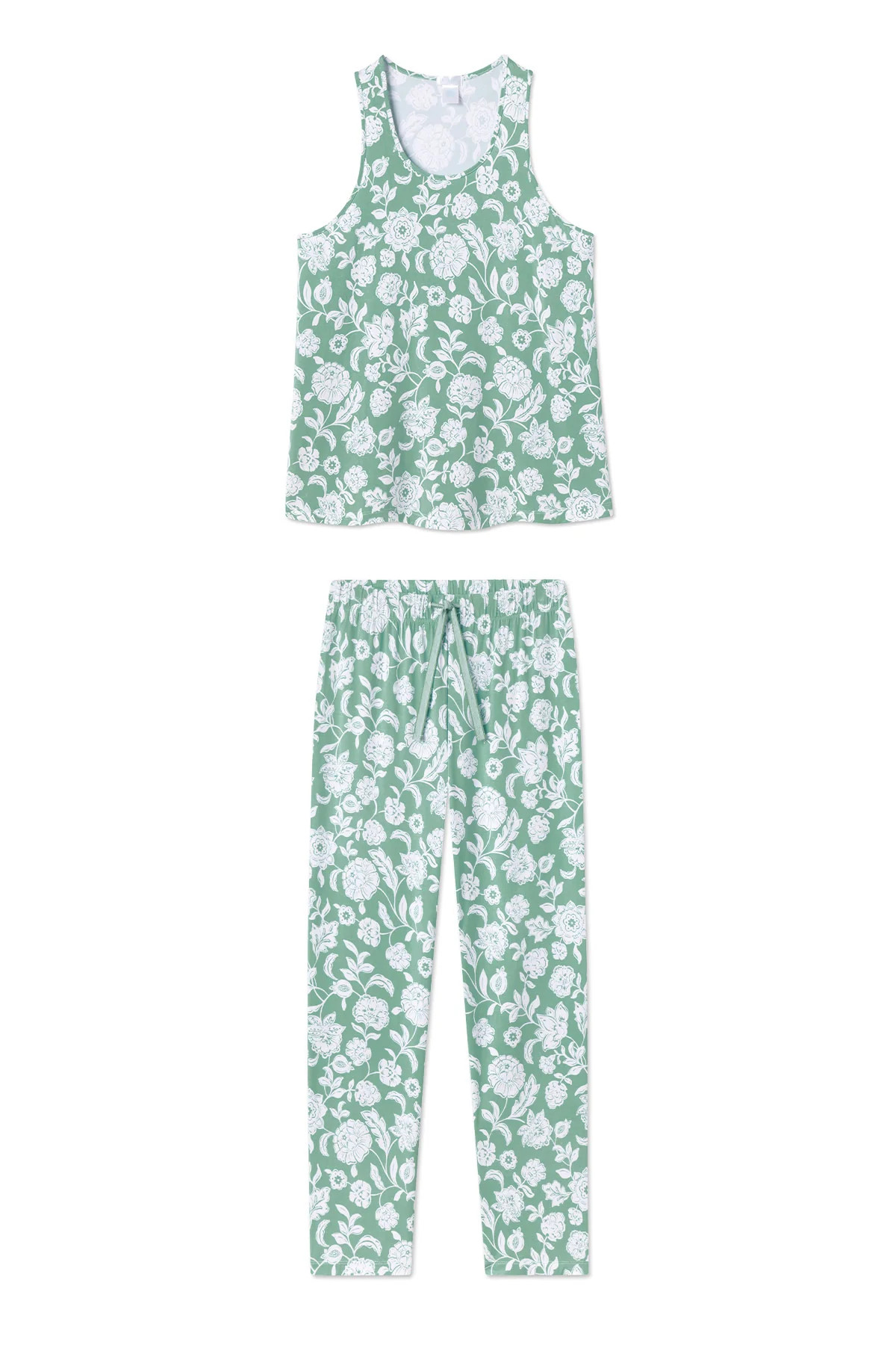 DreamKnit Ribbon Tank-Long Set in Meadow Bouquet | Lake Pajamas