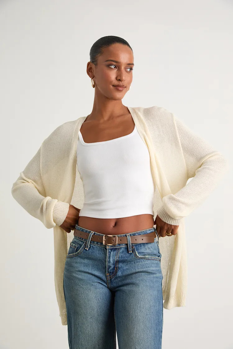 Clean Aesthetic Cream Knit Cardigan Sweater | Lulus