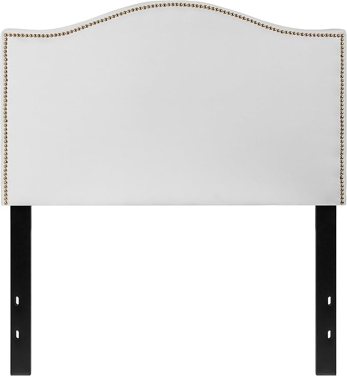 Flash Furniture Lexington Upholstered Twin Size Headboard with Accent Nail Trim in White Fabric | Amazon (US)