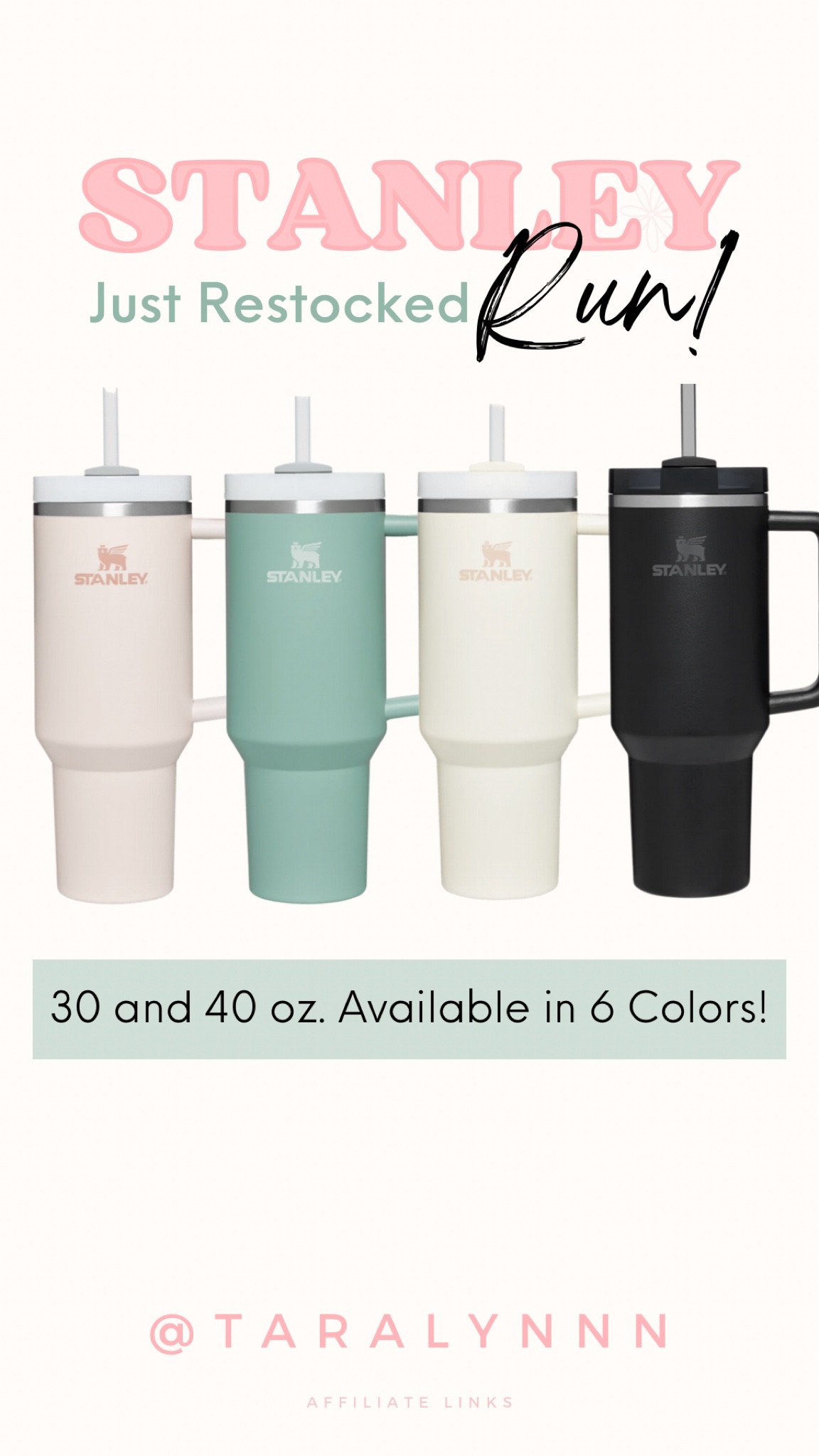 Stanley Quencher Restock! 30 & 40
oz in 6 colors! Hurry! 

#stanley #bestseller 

#LTKunder100 #LTKfamily #LTKunder50