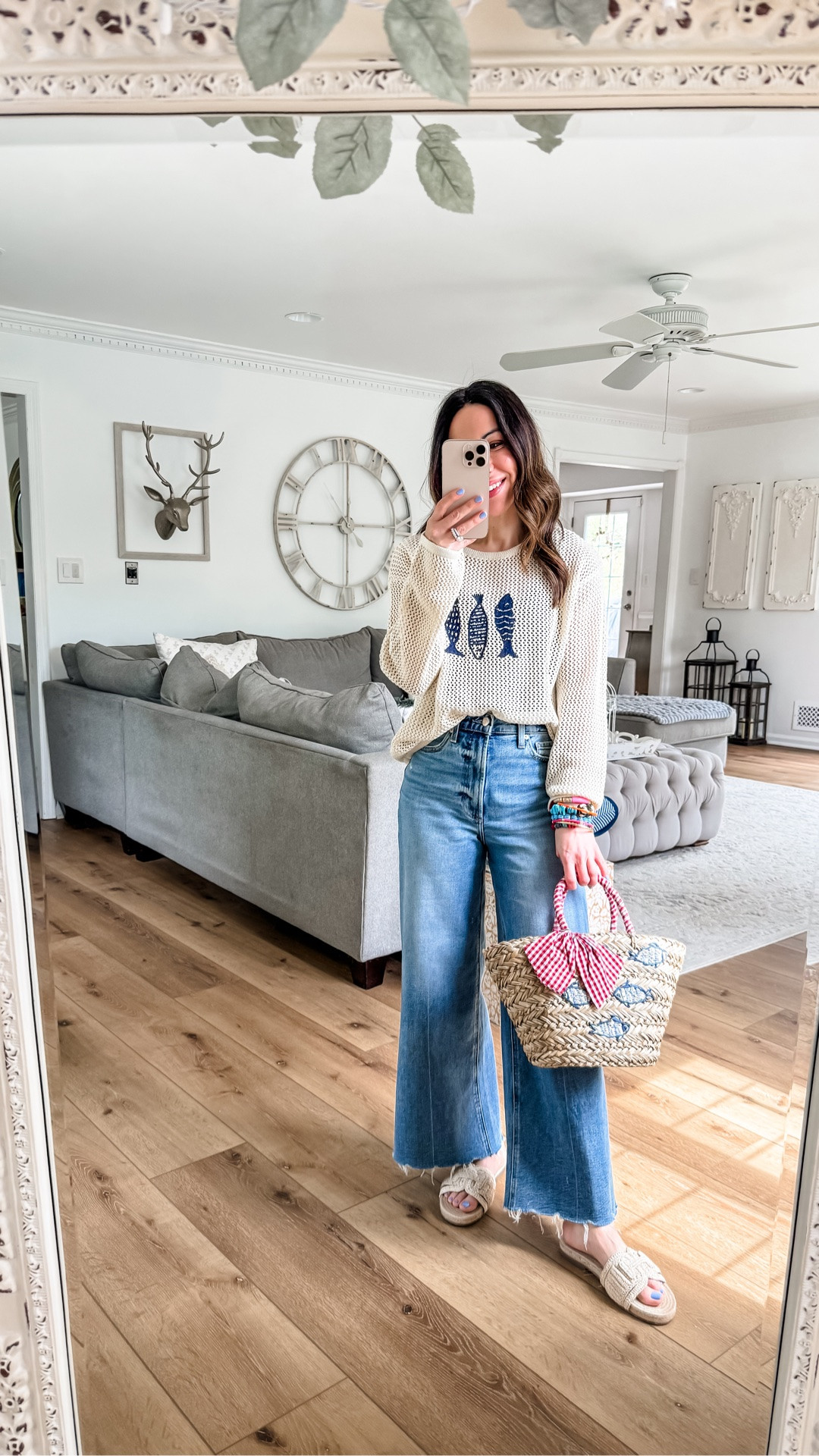 Sweater small. Wide leg jeans I sized up to a 26. Sandals TTS. Pistola jeans.

#LTKSaleAlert #LTKOver40 #LTKPetite