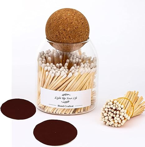 White Matches Included (150Pcs), Match Holder with Striker, Match Cloche with Striker, Safety Mat... | Amazon (US)