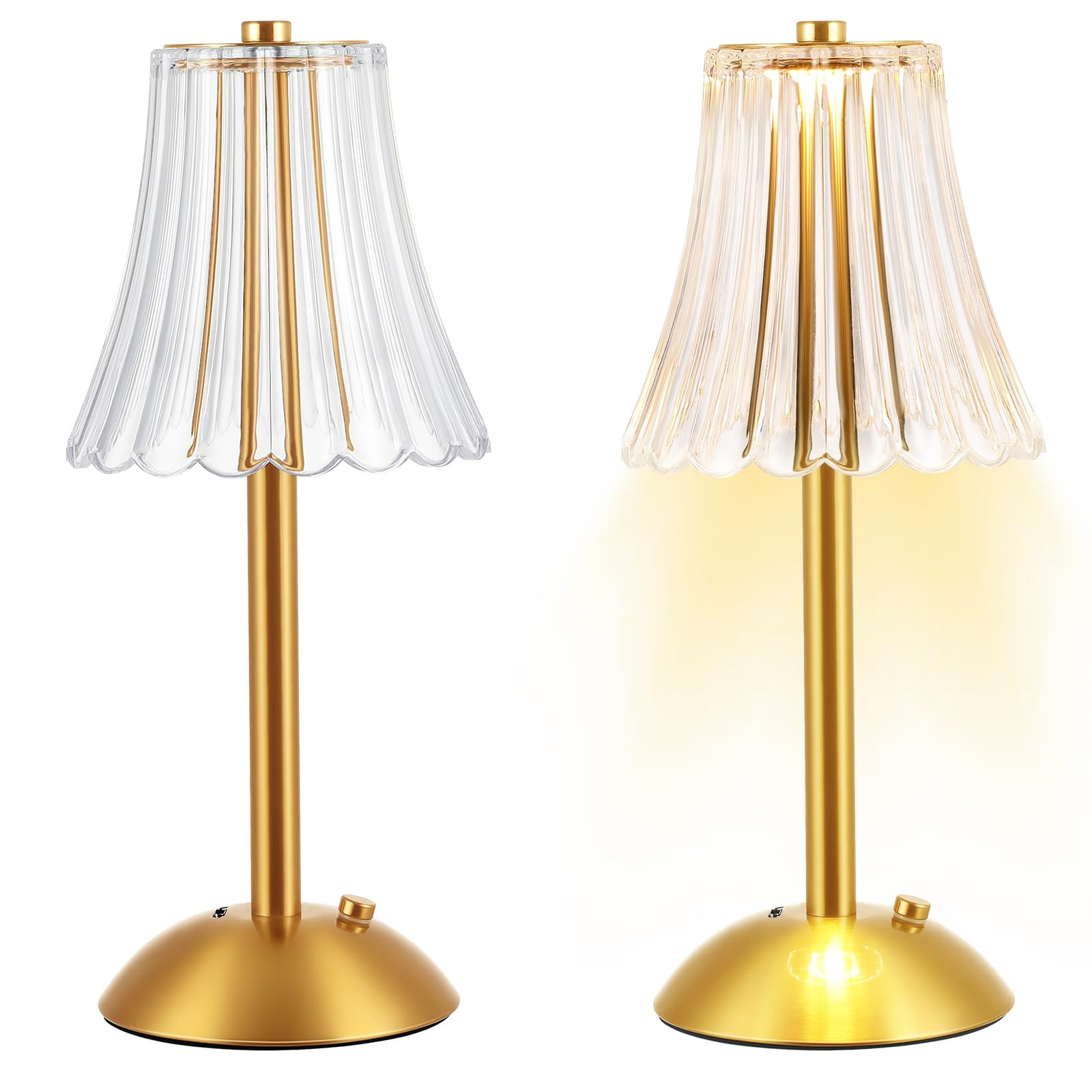 Liliful 2 Pcs LED Portable Cordless Gold Table Lamp Touch Rechargeable Battery Desk Lamp Gold Bat... | Amazon (US)