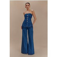 Jen Wide Leg Flare Denim Jeans / Dark Blue | MESHKI | 9 | MESHKI US