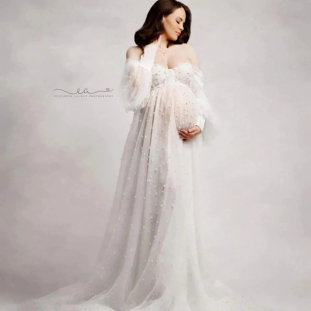 Pearl Rhinestones Tulle Maternity Gown for Photoshoot-baby - Etsy Philippines | Etsy ROW