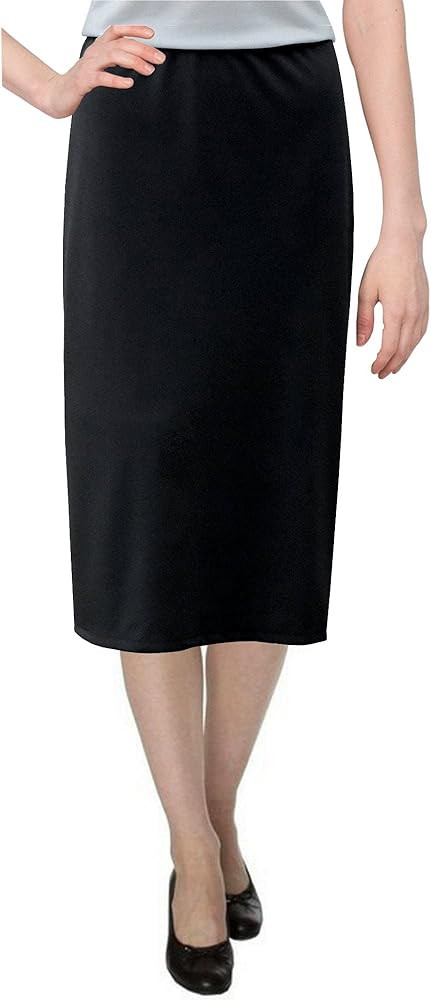 Baby'O Women's Basic Modest 26" Below The Knee Length Stretch Knit Straight Skirt | Amazon (US)