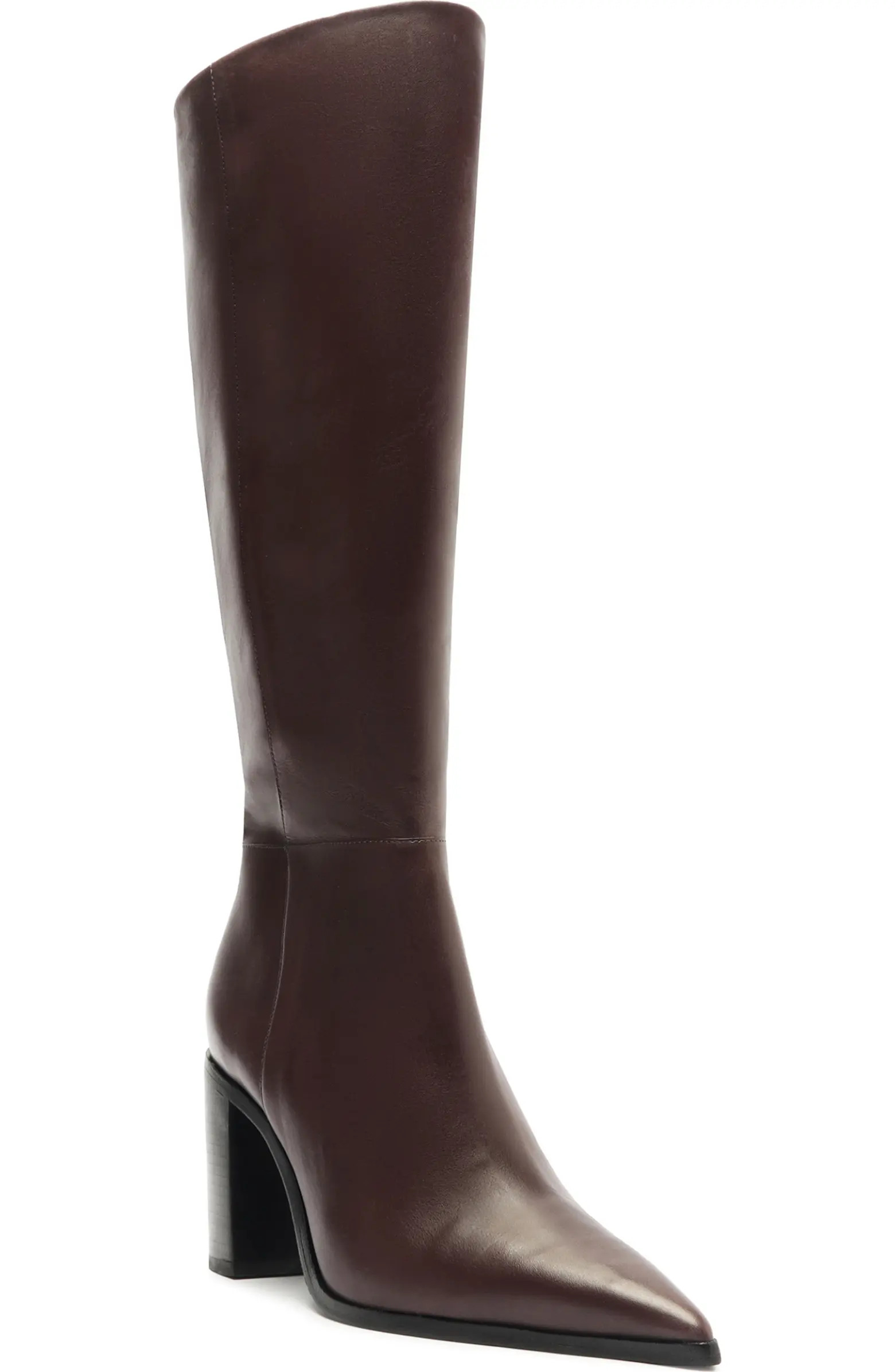 Schutz Mikki Up Block Pointed Toe Knee High Boot (Women) | Nordstrom | Nordstrom