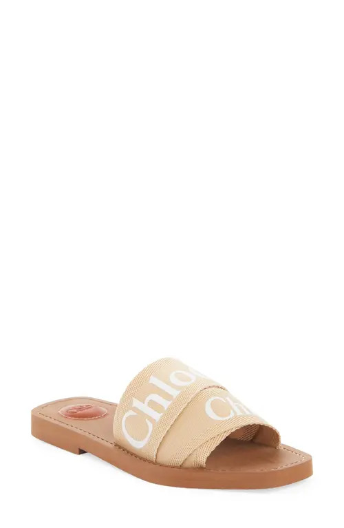 Chloé Logo Slide Sandal in Soft Tan at Nordstrom, Size 11Us | Nordstrom