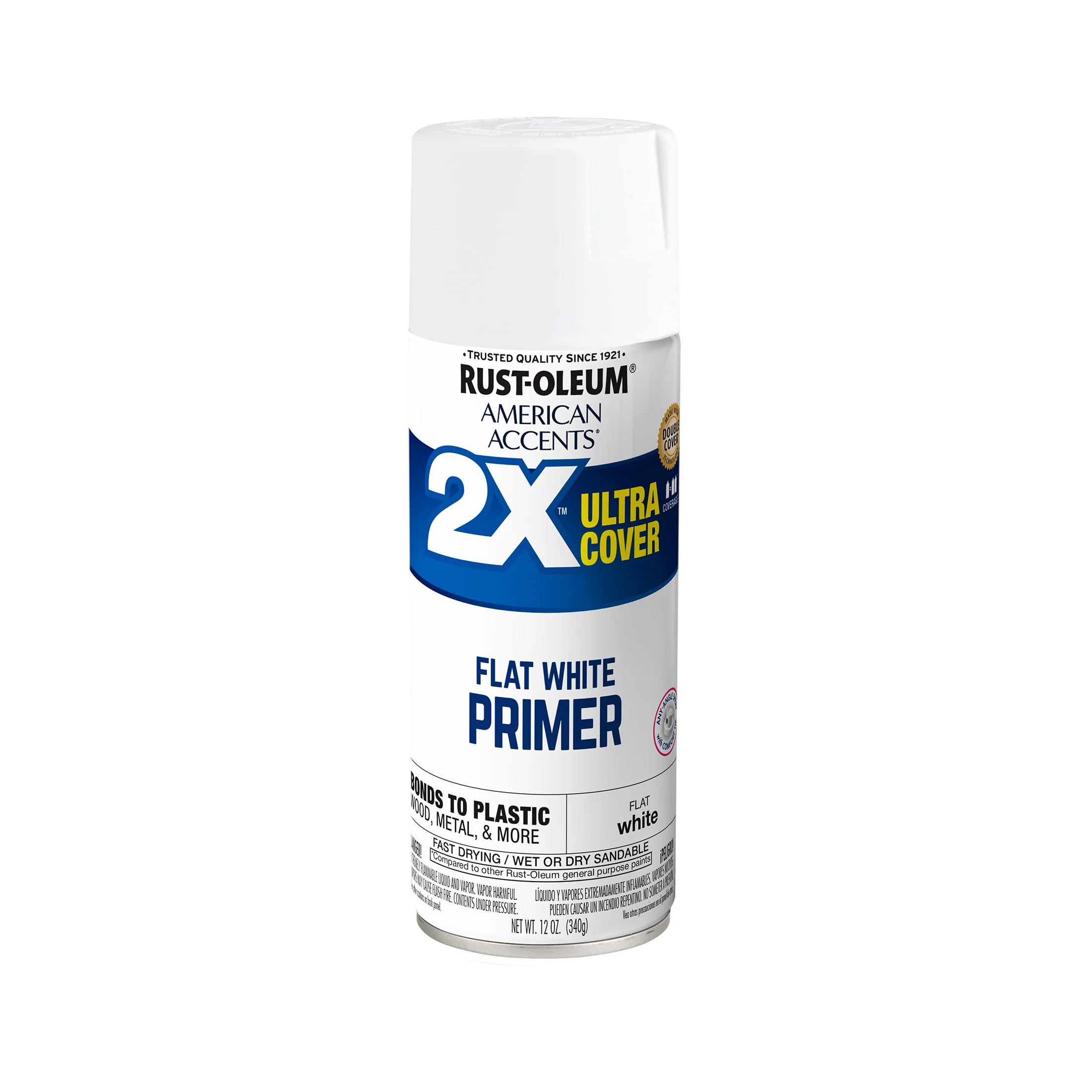 White Primer, Rust-Oleum American Accents 2X Ultra Cover Flat Spray Paint-327914, 12 oz | Walmart (US)