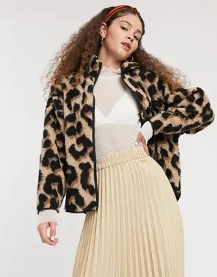 Monki Gaia fleece jacket in leopard print | ASOS US