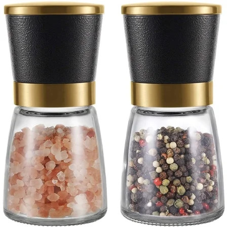 Gold Salt and Pepper Grinder Set Stainless steel Salt and Pepper Mill Set Ceramic Adjustable Coarsen | Walmart (US)
