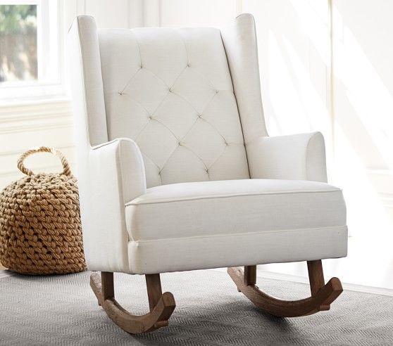 Modern Tufted Wingback Convertible Rocking Chair & Ottoman | Pottery Barn Kids