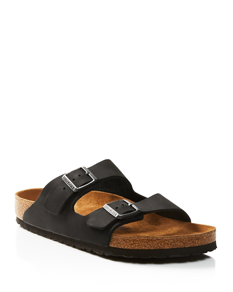 Birkenstock Men's Arizona Slide Sandals in Black/Dark Sand | Bloomingdale's (US)
