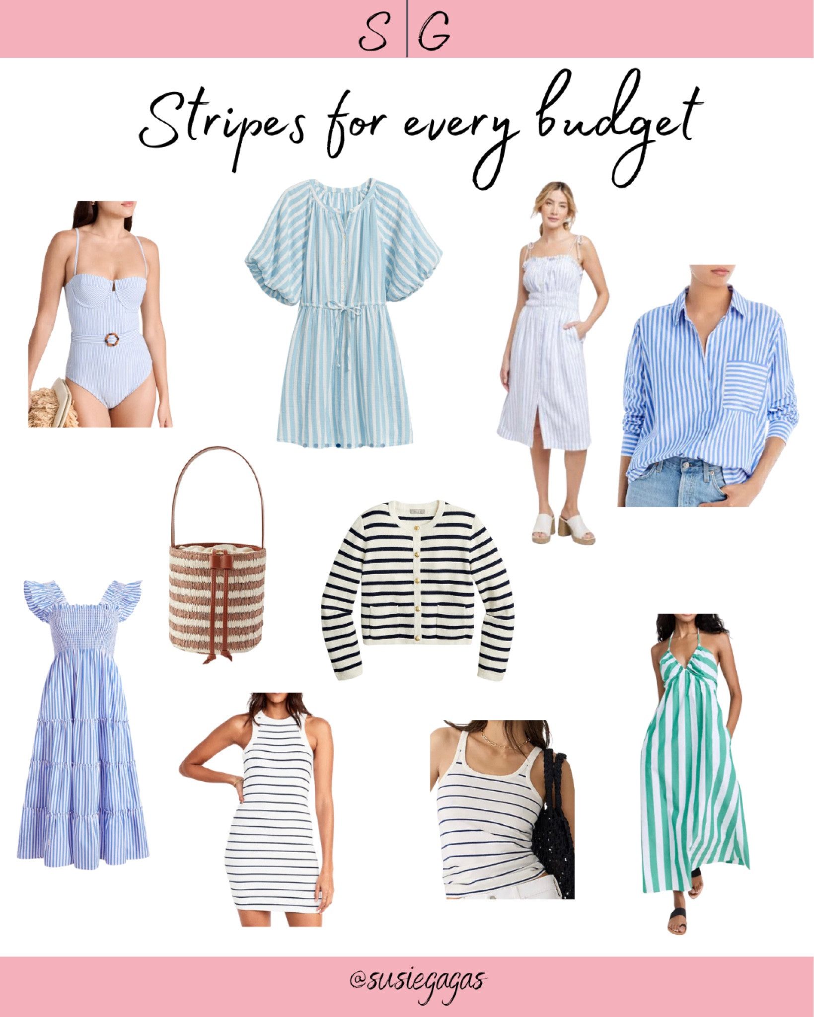 Stripes for every budget 

Stripe bathing suit, stripe bag, stripe dresses, stripe jackets, stripe shirts 



#LTKstyletip #LTKFind #LTKunder100