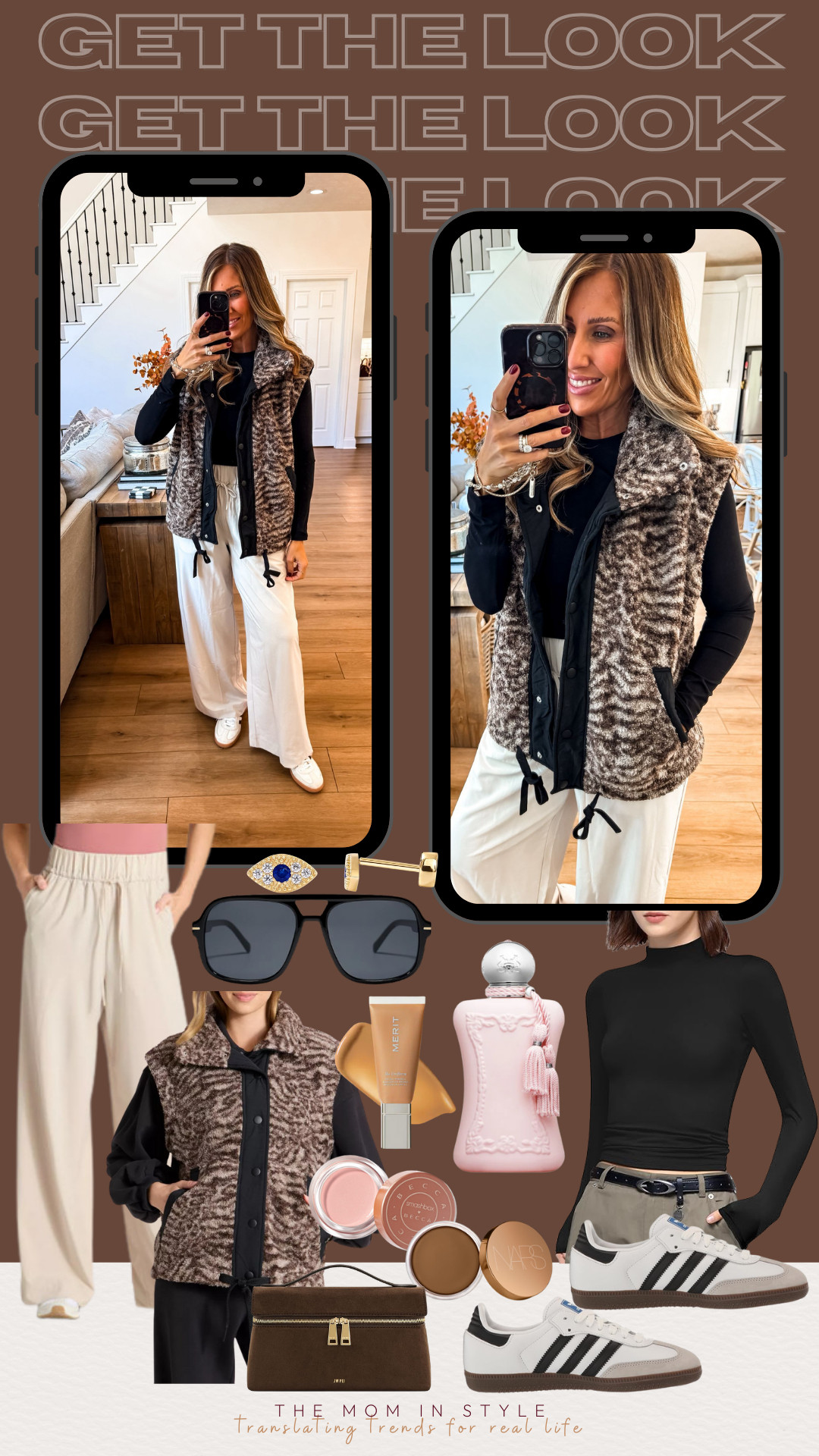 Get the look, cozy vest, leopard print vest, leopard print trend, comfy pants, target finds, themominstyle. 

 #LTKFindsUnder50 #LTKFindsUnder100