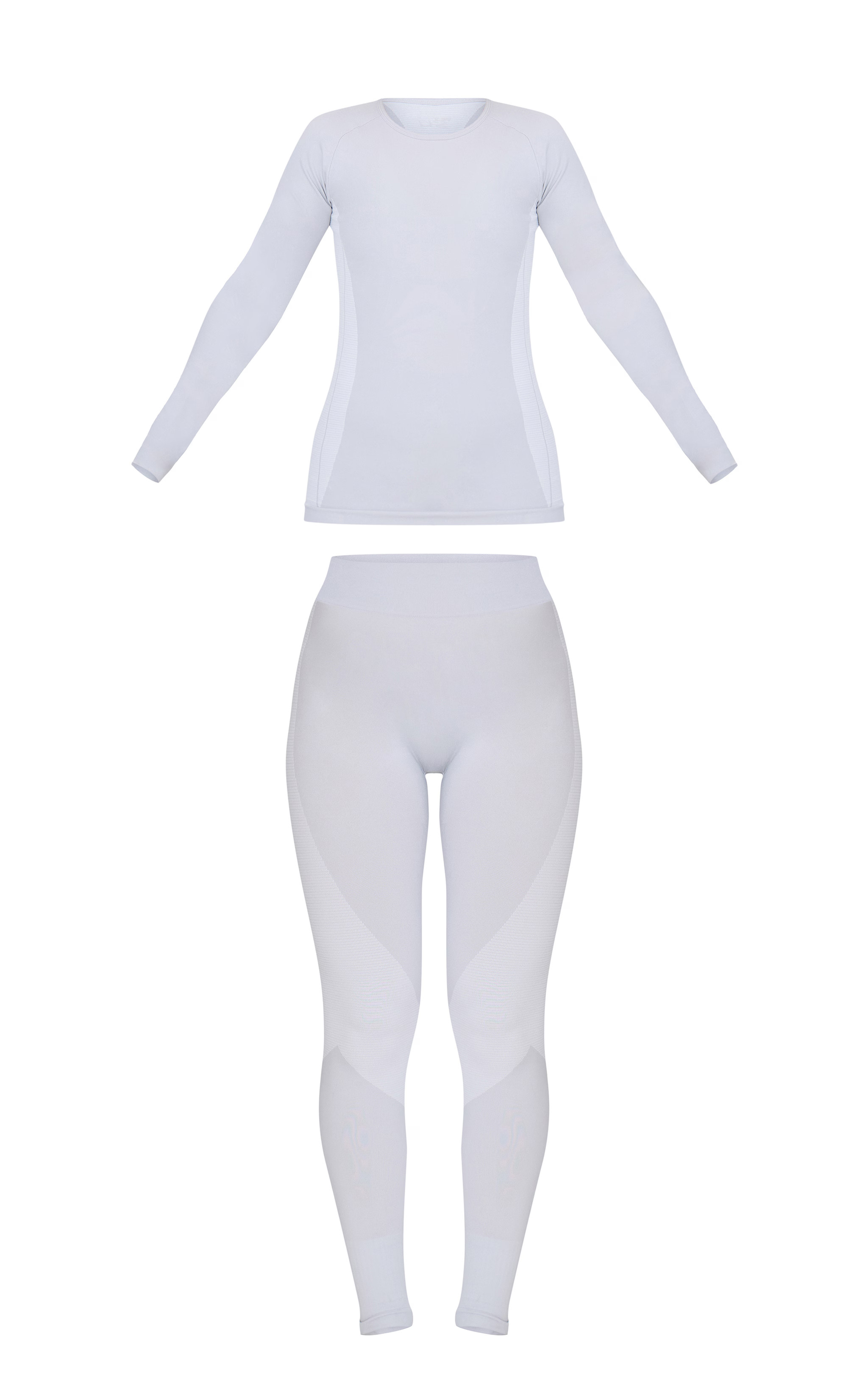 PLT SKI Grey Contrast Detailing Thermal Top Legging Set | Athleisure | PrettyLittleThing US