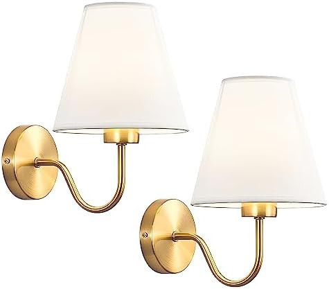 Adust Antique Brass Wall Sconces Lighting Fixture, E26 Industrial Vintage Gold Wall Light Set of ... | Amazon (US)