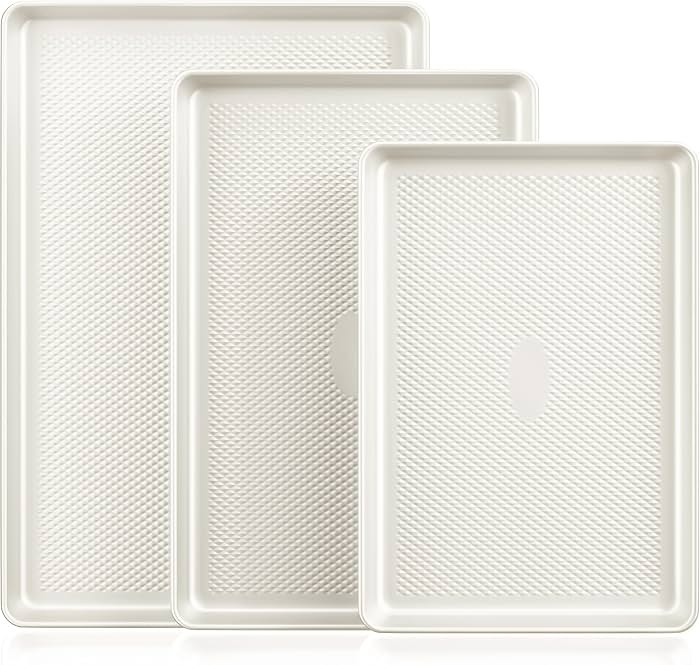 HONGBAKE Baking Sheet Pan Set, Cookie Sheets for Oven, Nonstick Half/Quarter/Jelly Roll Pans with... | Amazon (US)