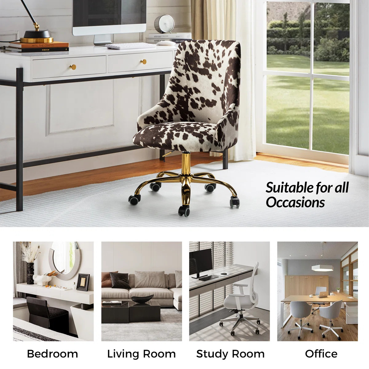 Union Rustic Landynn Swivel Task Chair with Animal Print Design & Reviews | Wayfair | Wayfair North America