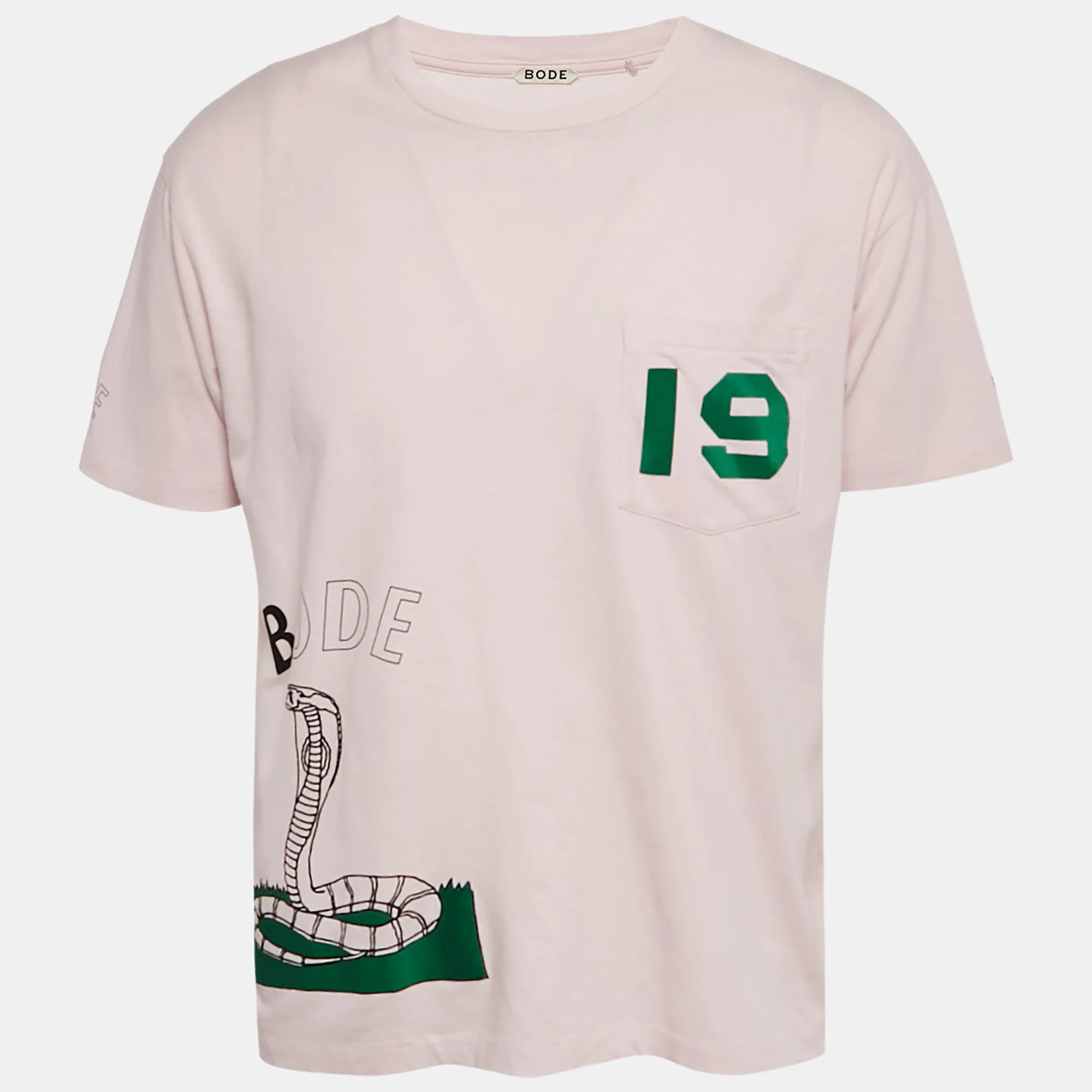 Bode Pink Printed Jersey Velvet Applique T-Shirt | Shop Simon