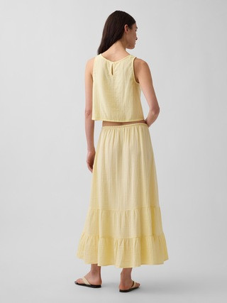 Cotton Gauze Tiered Easy Maxi Skirt | Gap (US)