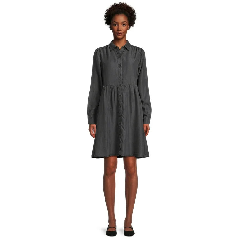 Time and Tru Women's Button Down Shirt Dress, Sizes XS-XXXL | Walmart (US)