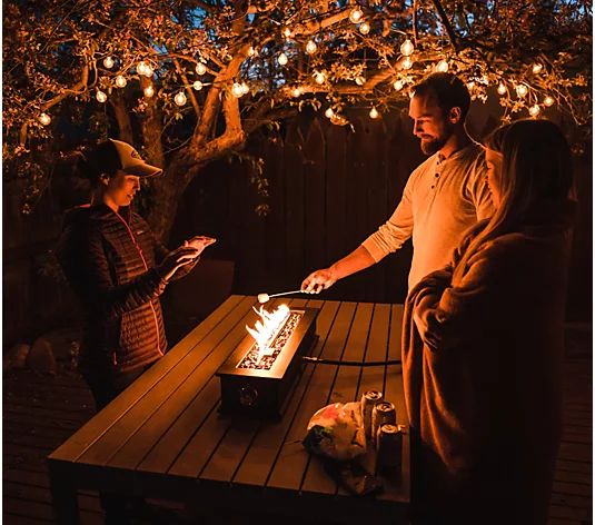 Ukiah Loom X Tabletop Gas Fire Pit in Black | QVC