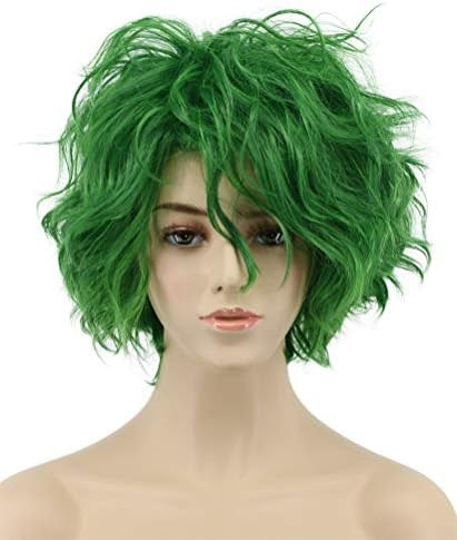 VGbeaty Women and Men Fluffy Short Curly Green Wig Halloween Cosplay Anime Costume Wig | Amazon (US)