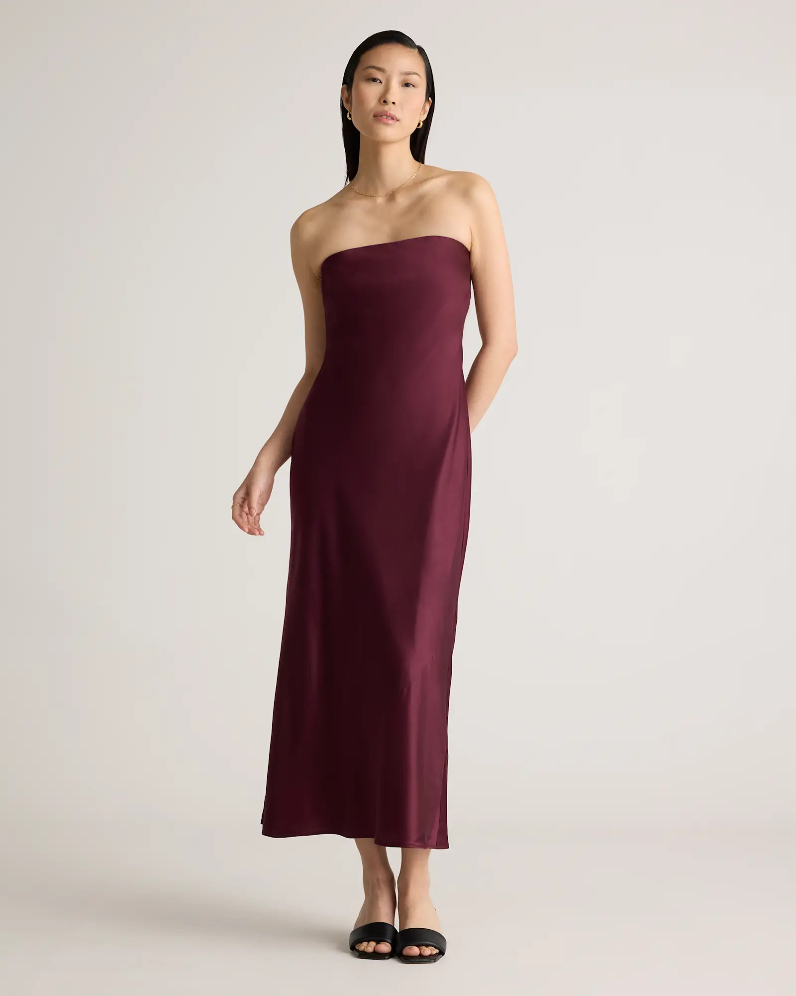 100% Washable Silk Strapless Midi Dress | Quince