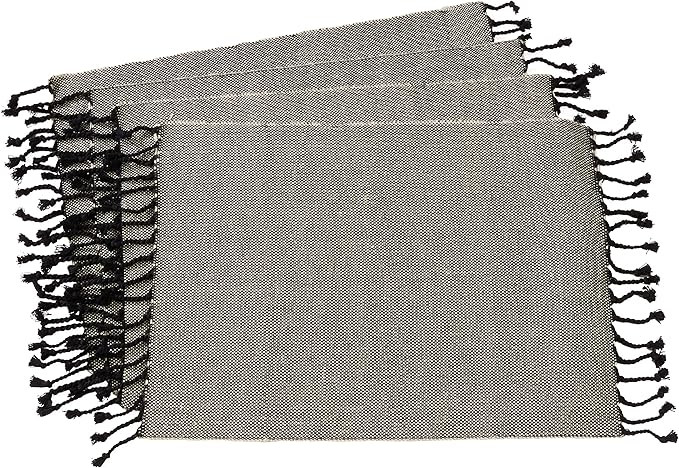 SARO LIFESTYLE Elijah Collection Jute and Cotton Placemats with Tassel Borders (Set of 4), 14" x ... | Amazon (US)