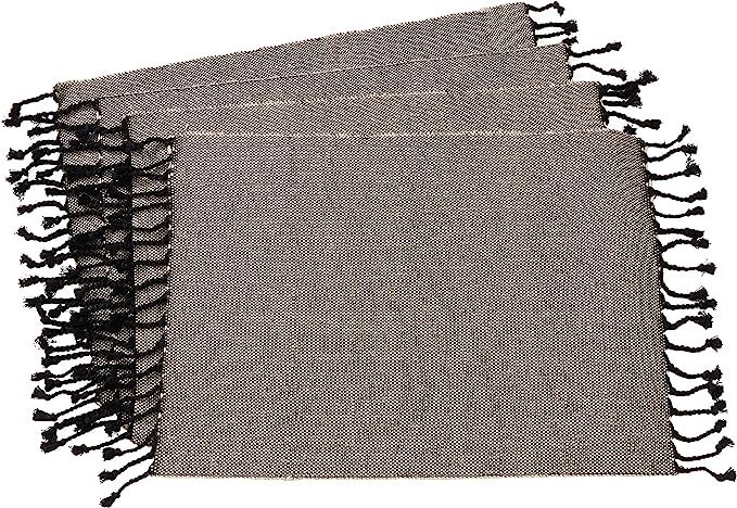 SARO LIFESTYLE Elijah Collection Jute and Cotton Placemats with Tassel Borders (Set of 4), 14" x ... | Amazon (US)