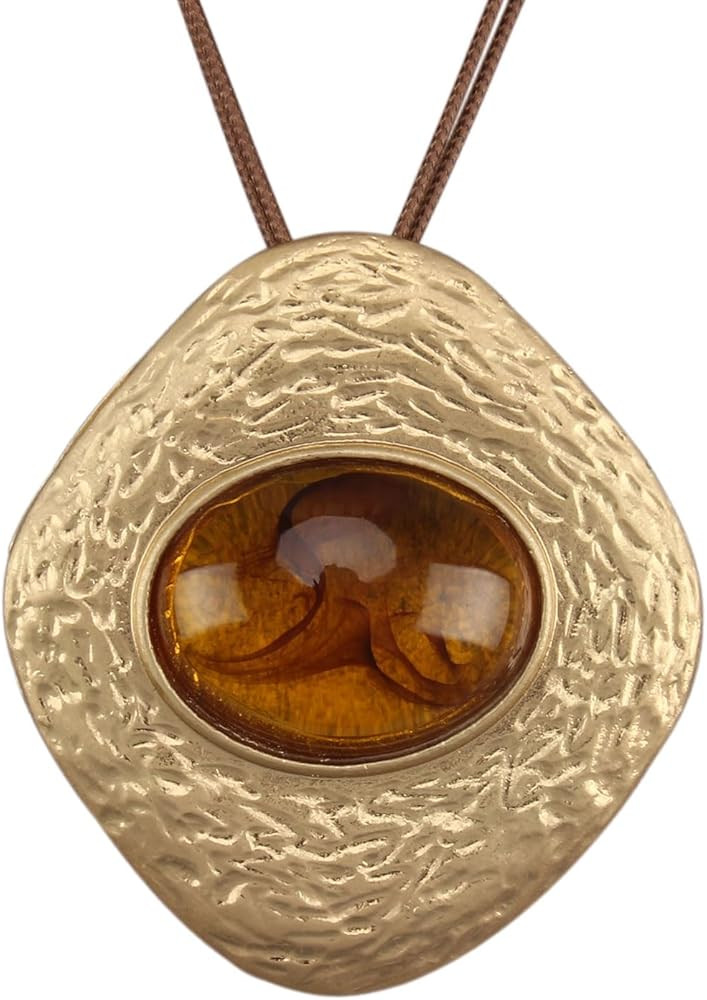 Jeilwiy Chunky Necklaces for Women Leather Cord Necklace with Pendant Boho Long Sweater Necklace ... | Amazon (US)