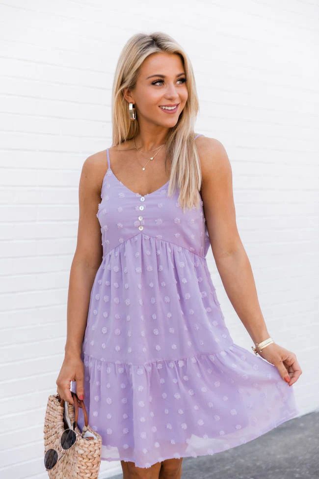 Almost Maybe Swiss Dot Babydoll Lilac Dress | The Pink Lily Boutique