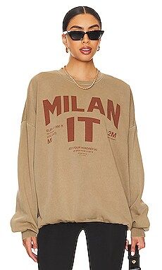 The Laundry Room Welcome To Milan Sweatshirt in Camel Gold from Revolve.com | Revolve Clothing (Global)